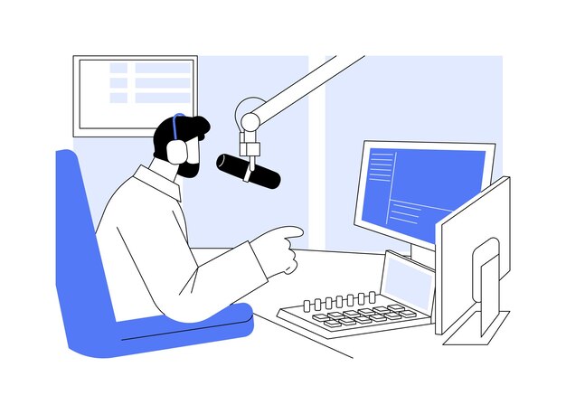 Ilustración de vector de concepto abstracto de transmisión IP El hombre se ocupa de la transmisión IP moderna conexión de tecnología 5G redes de computadoras obteniendo acceso a Internet metáfora abstracta