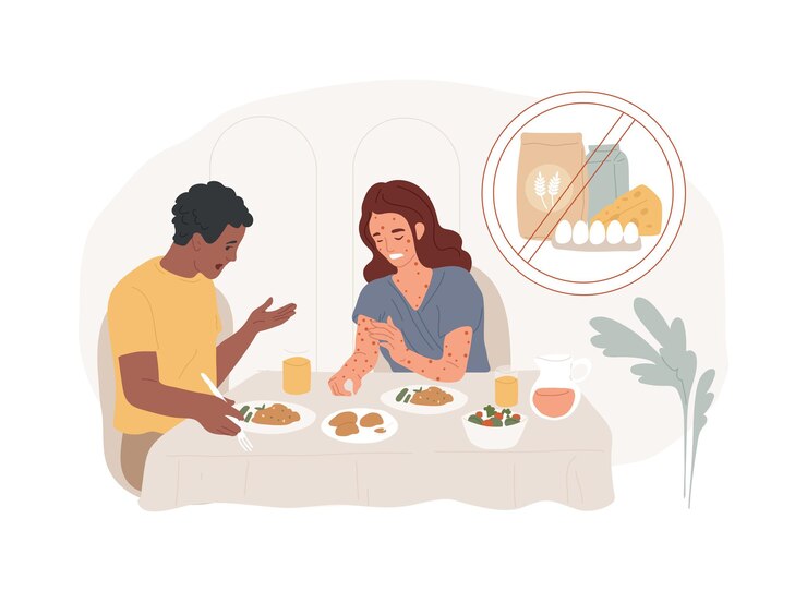 Vector ilustración de vector de concepto aislado de alergia alimentaria