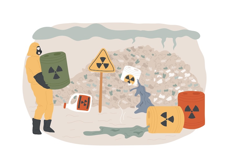 Vector ilustración de vector de concepto aislado de contaminación radiactiva