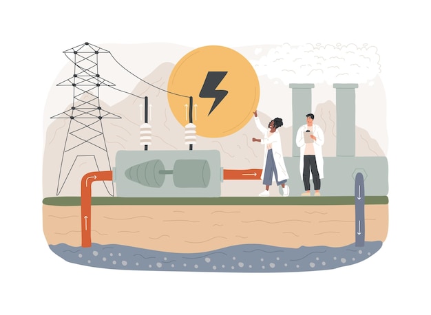 Ilustración de vector de concepto aislado de energía geotérmica