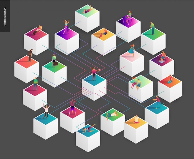Ilustración de vector de concepto blockchain