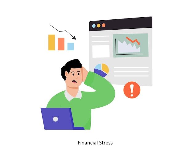Ilustración del vector del concepto de estrés financiero Inflación aislada En fondo blanco