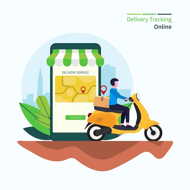 Ilustración de vector de concepto en línea de seguimiento de entrega.
