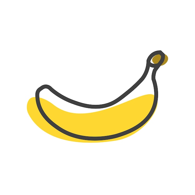 Ilustración de vector de concepto de logotipo de símbolo de fruta de icono lineal de plátano aislado sobre fondo blanco