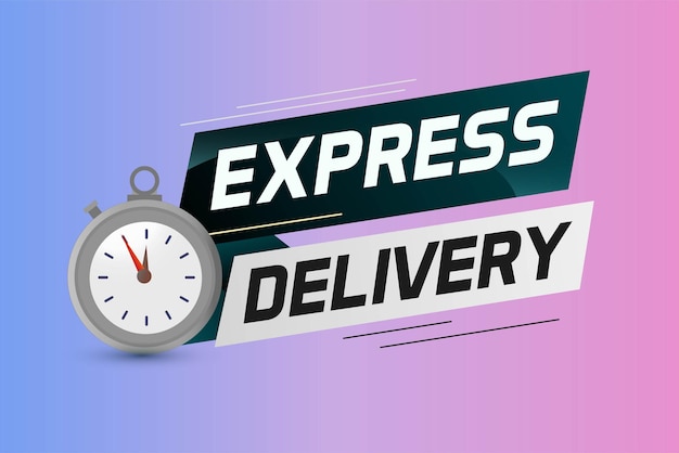 Ilustración de vector de concepto de palabra de entrega urgente con estilo de cronómetro para uso en la página de inicio