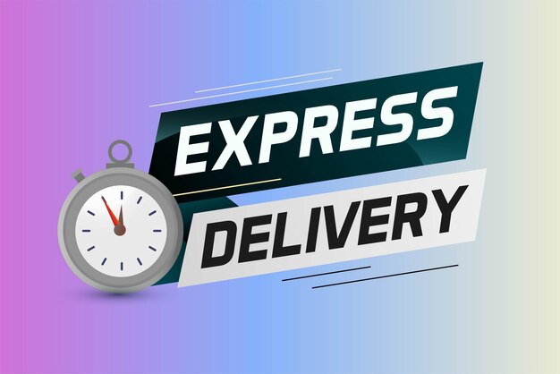 Ilustración de vector de concepto de palabra de entrega urgente con estilo de cronómetro para uso en la página de inicio