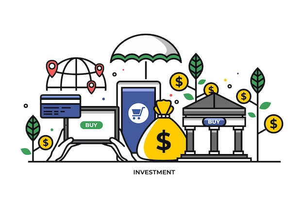 Ilustración de vector de concepto de planificación financiera finanzas banca marketing analítica de mercado