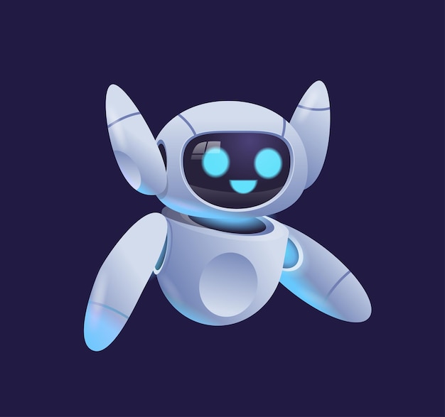 Ilustración de vector de concepto de tecnología de inteligencia artificial de carácter robótico moderno robot cyborg lindo