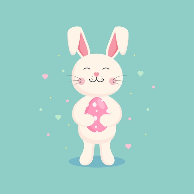 Ilustración de vector de conejo de dibujos animados lindo feliz Pascua