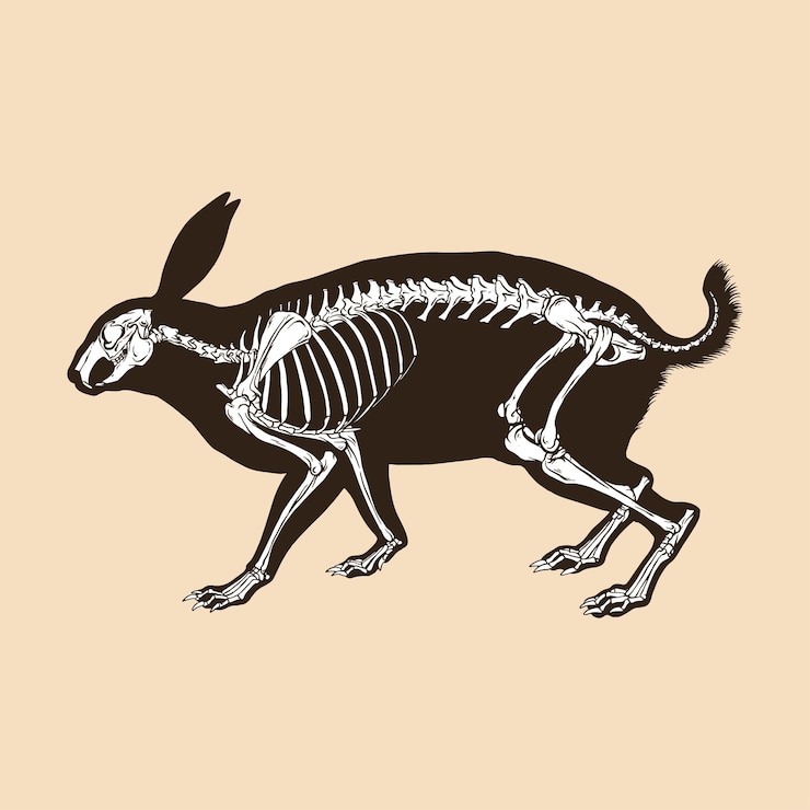 Vector ilustración de vector de conejo esqueleto