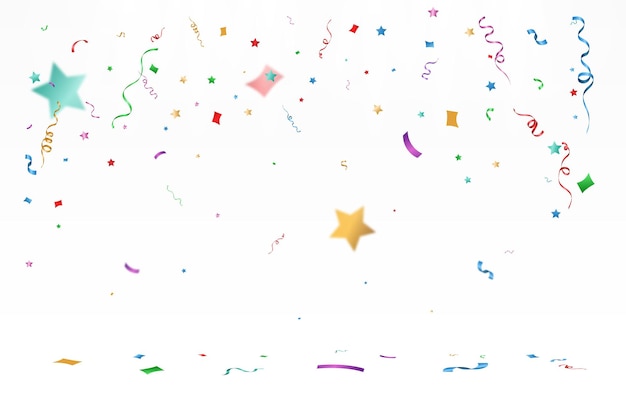 Ilustración de vector de confeti cayendo sobre un fondo transparente