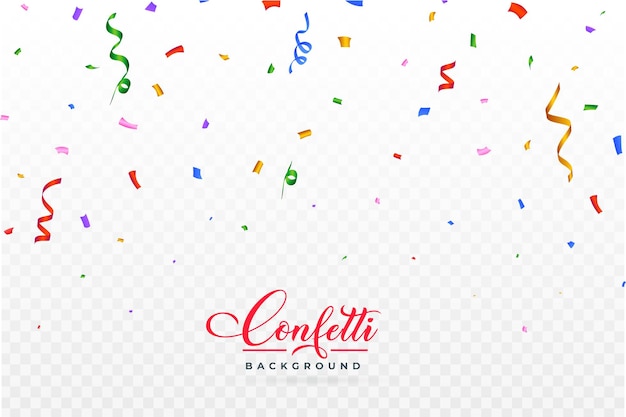 Ilustración de vector de confeti para el fondo de carnaval. oropel de fiesta multicolor y confeti cayendo. confeti de colores aislado sobre fondo transparente. elementos del festival. celebración de cumpleaños.