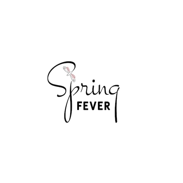 Ilustración de vector de conjunto aislado de letras de primavera con elementos decorativos de tulipán de sauce de pollos de sol
