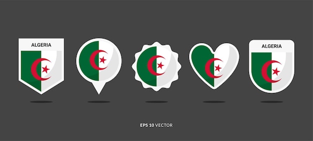 Ilustración de vector de conjunto de bandera de Argelia buena utilizada para pegatina Logo icono Clipart etc EPS 10 Vector