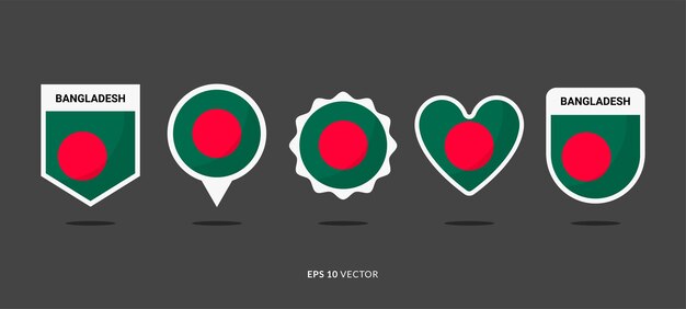 Ilustración de vector de conjunto de bandera de Bangladesh buena utilizada para etiqueta engomada logotipo icono imágenes prediseñadas, etc.