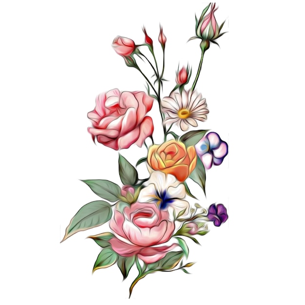 Ilustración de vector de conjunto floral hermoso ramo