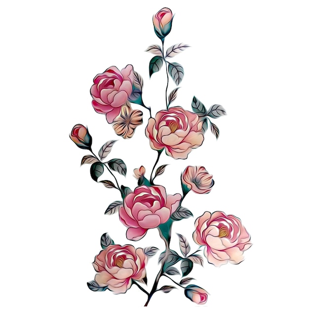 Ilustración de vector de conjunto floral hermoso ramo