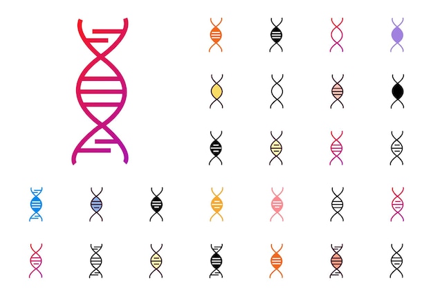 Ilustración del vector del conjunto de iconos de ADN