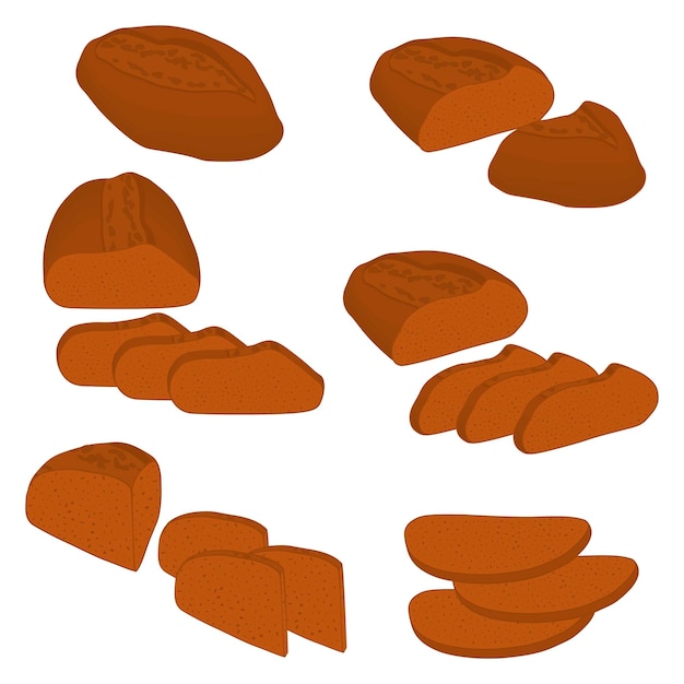 Ilustración de vector de conjunto de pan horneado