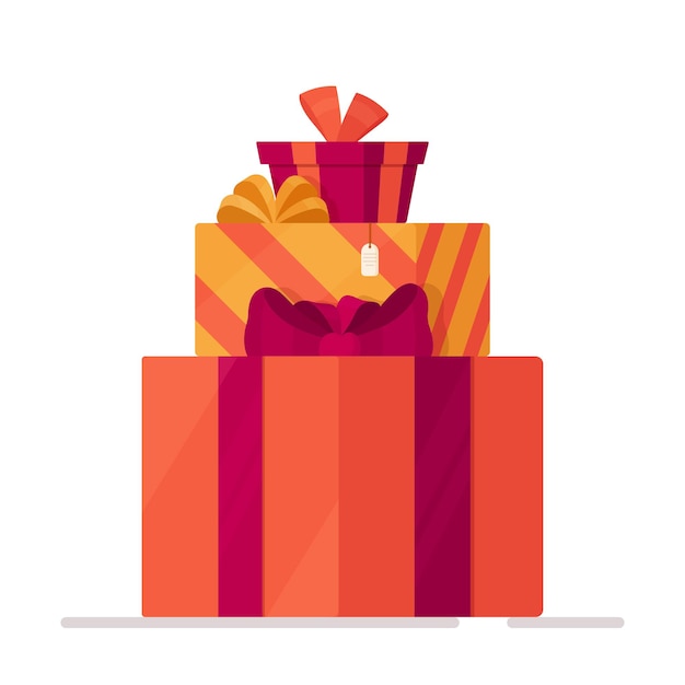 Ilustración de vector de un conjunto de regalos sobre un fondo blanco Feliz Navidad