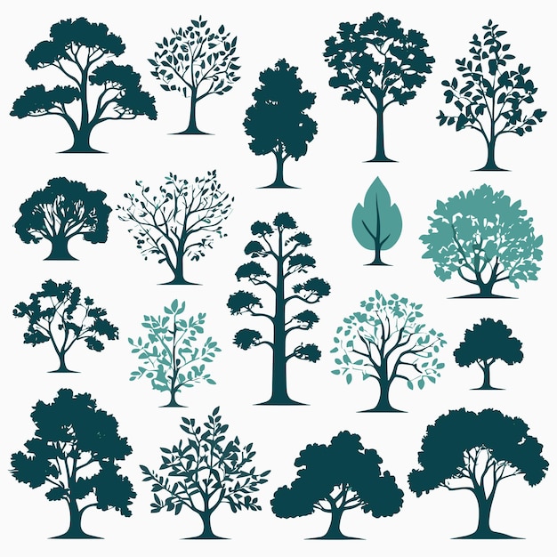 Vector ilustración de vector de conjunto de silueta de árbol
