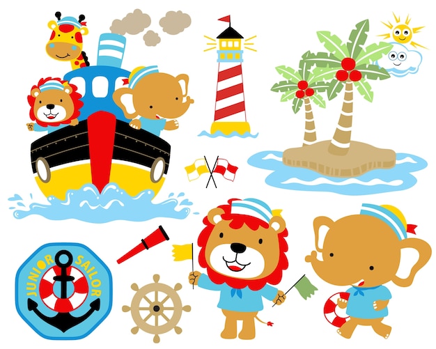 Ilustración de vector de conjunto de tema de vela de dibujos animados.