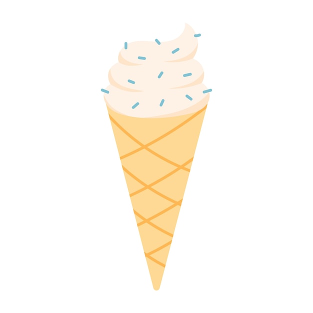 Ilustración de vector de cono de helado aislado en blanco