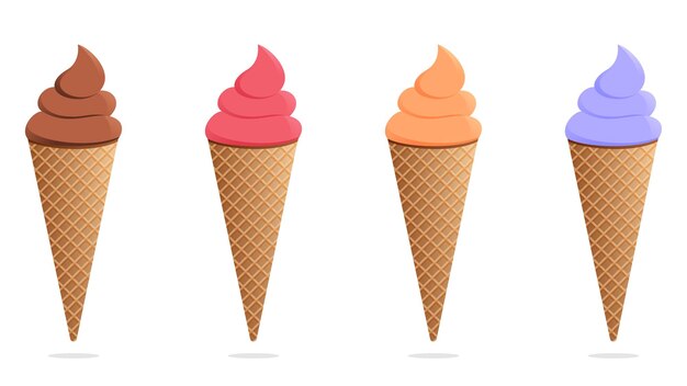 Ilustración de vector de cono de helado colorido