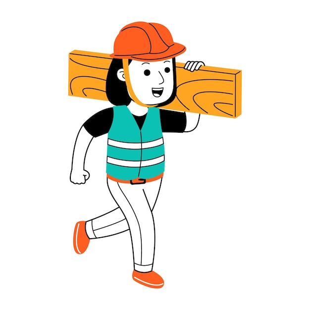 Vector ilustración de vector de constructor de mujer joven