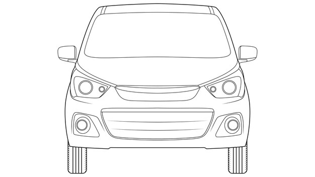 Ilustración de vector de contorno de coche trasero mini escotilla