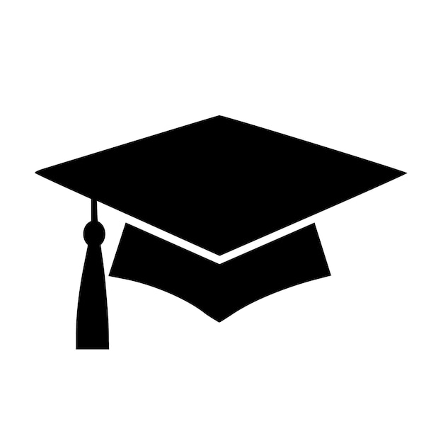 Ilustración de vector de contornos negros de sombrero de graduación