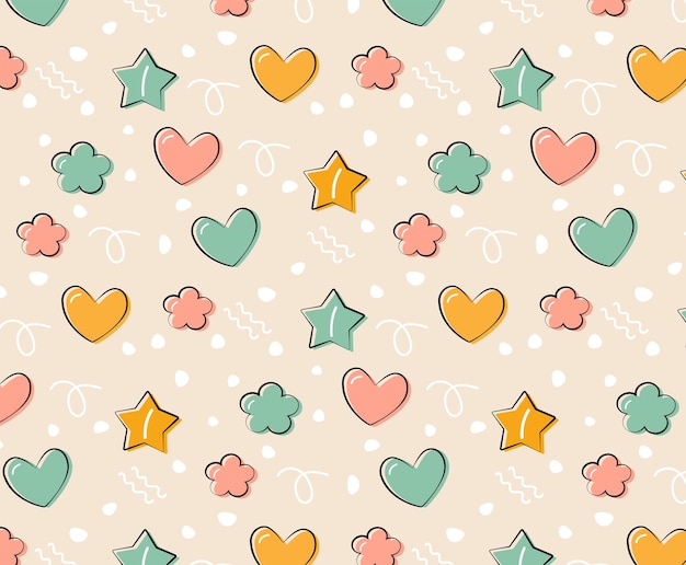 Ilustración de vector de corazón de amor de patrones sin fisuras del día de San Valentín