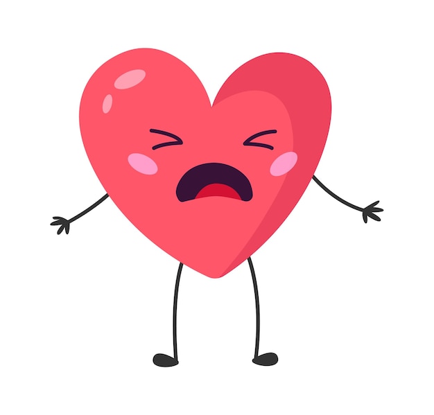 Ilustración de Vector de corazón de dibujos animados llorando