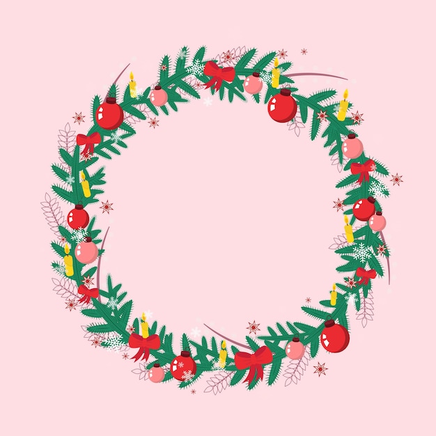 Ilustración de vector con corona de abeto de Navidad.