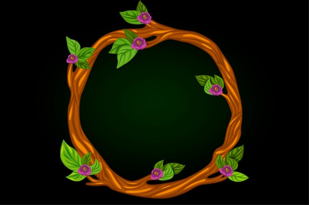 Vector ilustración de vector de una corona de flores redonda de ramas. guirnalda redonda con flores para una tarjeta.