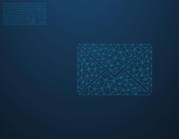 Ilustración de vector de correo compuesta de cuadrícula tecnológica y puntos Icono de mensaje de correo electrónico