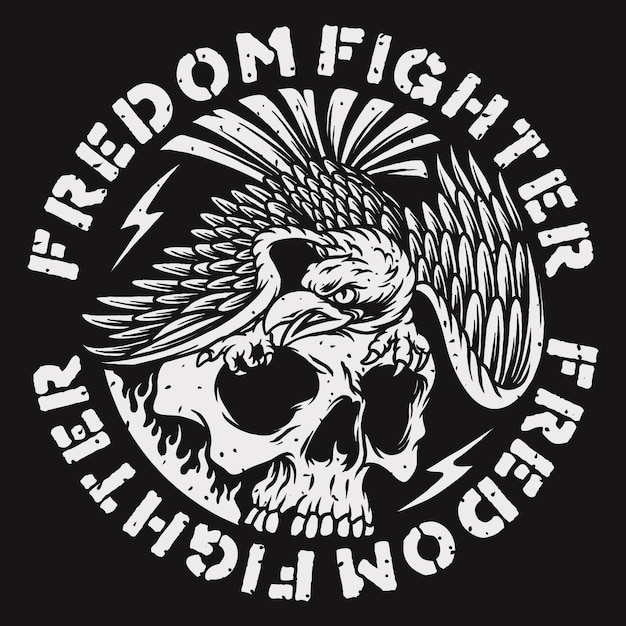 Ilustración de vector de cráneo de águila de luchador por la libertad