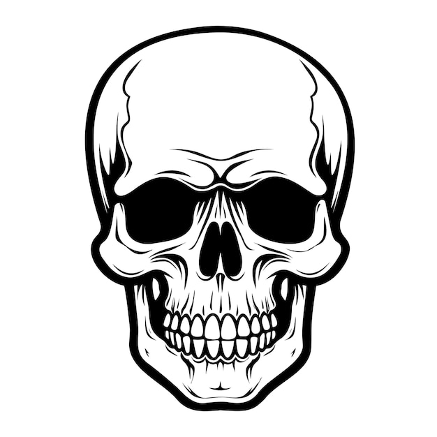 Ilustración de vector de cráneo humano símbolo de Halloween de la muerte cabeza de esqueleto día de los muertos