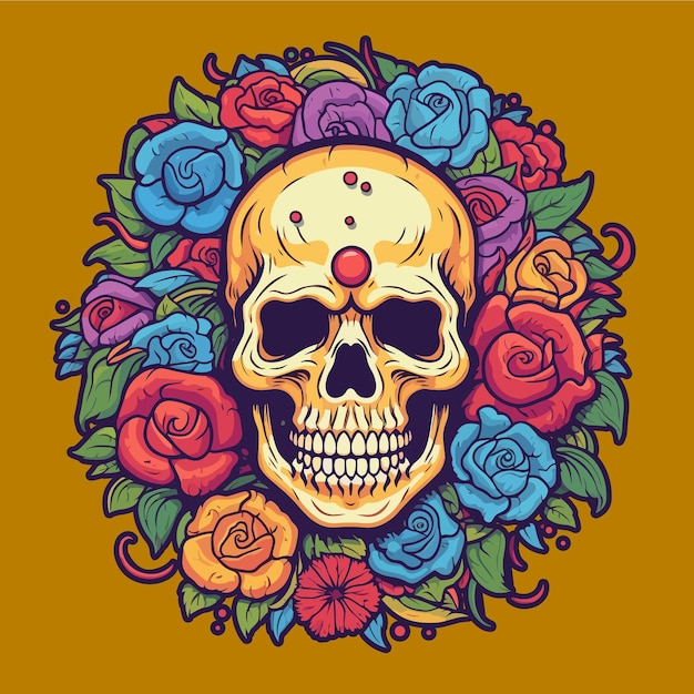 Ilustración de vector de cráneo muerto agradecido