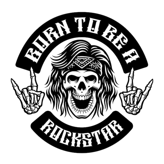 Ilustración de vector de cráneo rockero