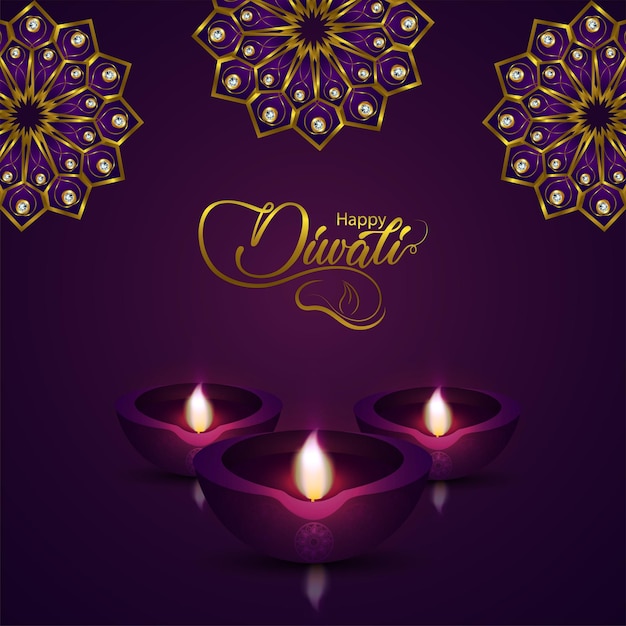 Ilustración de vector creativo de feliz diwali, festival de diwali de tarjeta de felicitación de invitación ligera