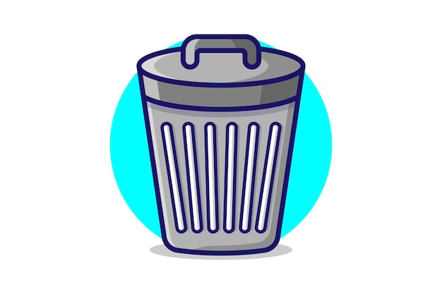 Ilustración de un vector de cubo de basura moderno fondo cian y blanco Ilustración de una taza de bebida gaseosa ca