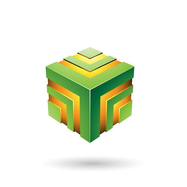 Ilustración de Vector de cubo rayado negrita verde