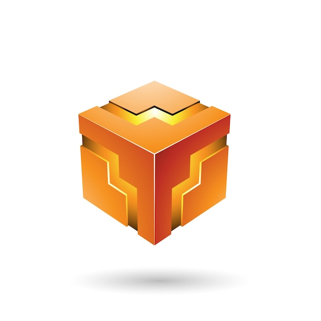 Ilustración de vector de cubo en zigzag negrita naranja