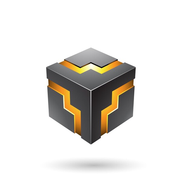 Ilustración de vector de cubo en zigzag negrita negro