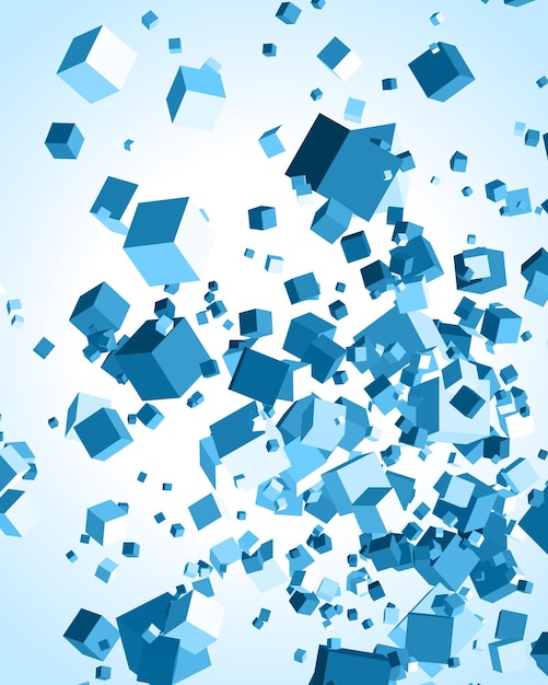 Ilustración de vector de cubos 3d decorativos azules de fondo abstracto Diseño de moda moderno para póster o banner y plantilla de sitio de página de destino