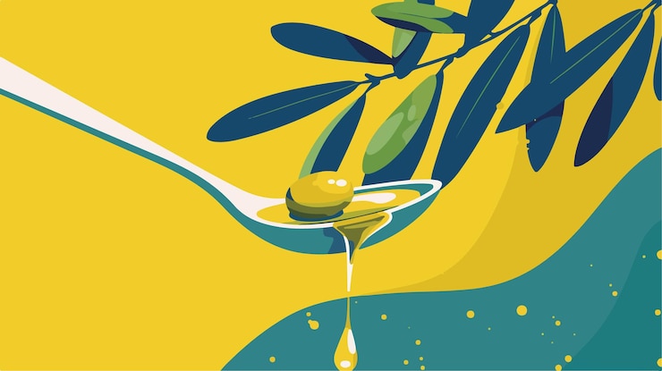 Vector ilustración del vector de la cuchara de aceite de oliva