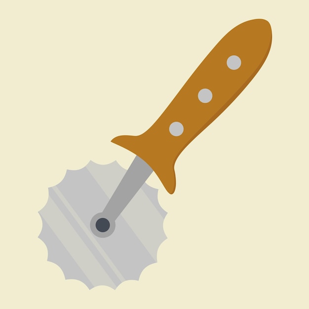 Vector ilustración de vector con cuchillo para cortador de pizza en estilo plano