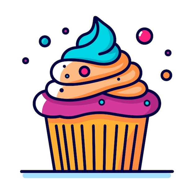 Ilustración de vector de cupcake de cereza dulce