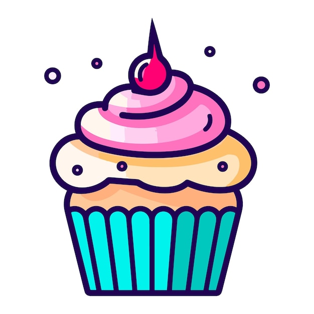 Ilustración de vector de cupcake de cereza dulce
